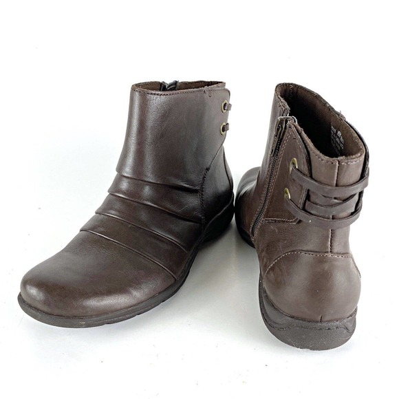 Clarks Christine Tilt Brown Leather Ankle Boots Booties Women's 6.5 - Picture 1 of 9